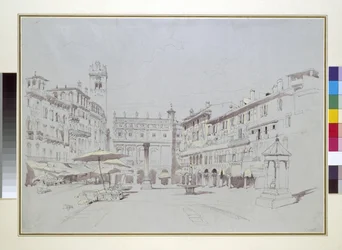 Étude pour le détail de la Piazza delle Erbe, Vérone, 19 mai 1841